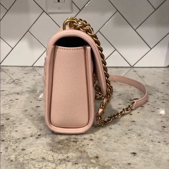 Tory Burch Pink Polished Grain Quilted Small Fleming Crossbody Bag - Picture 3 of 9